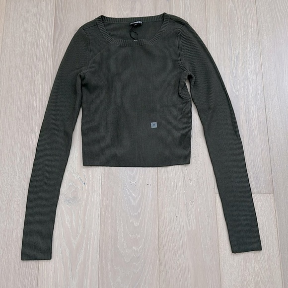 Express Tops - Express ribbed long sleeve crop sweater